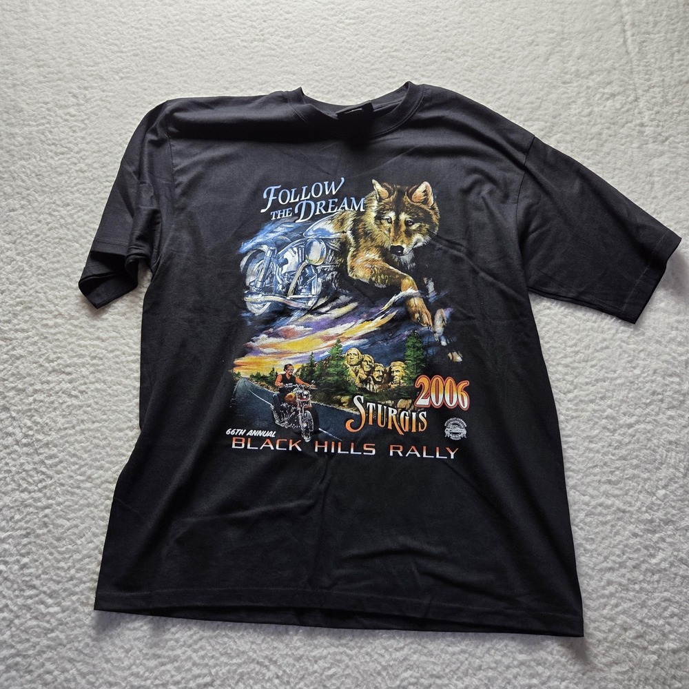 American Biker Shirt Mens Large Black Sturgis 2006 Black Hills Rally Graphic Tee